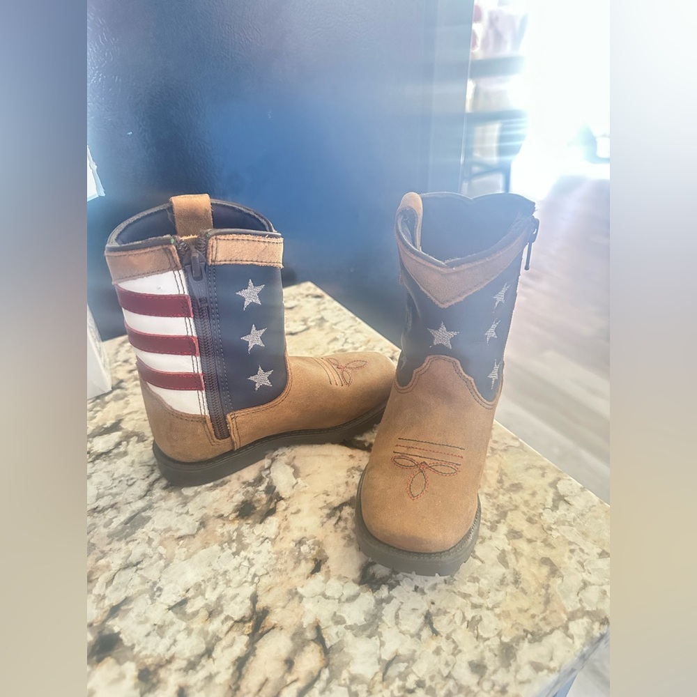 Kids' Western Flag Boots - Brown & Navy